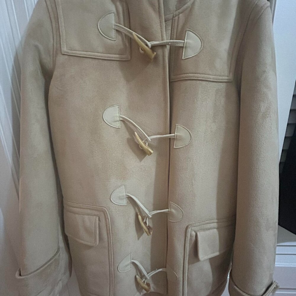 NWOT Chaps Faux Suede Soft Fur Lined Toggle Button